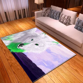 Animal lobo Impreso en 3D Alfombras de Dormitorio juvenil Reproducir la Tienda Tapete para la Decoración del Hogar, Alfombra de la Habitación de los Niños de Rastreo Tapetes Bebé Juguetes de Regalo de Alfombras
