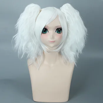 Anime Gintama Gintoki Sakata Mujeres Cosplay Peluca con Trenzas de Plata Alma Blanca Pelucas de fibra Resistente al Calor Sintético de pelo falso