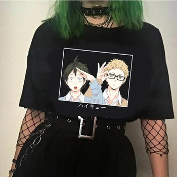 Anime japonés Divertido de los Hombres de la Camiseta de Haikyuu Verano Harajuku Unisex de Manga Corta de la Camiseta Impresa Streetwear T-shirt