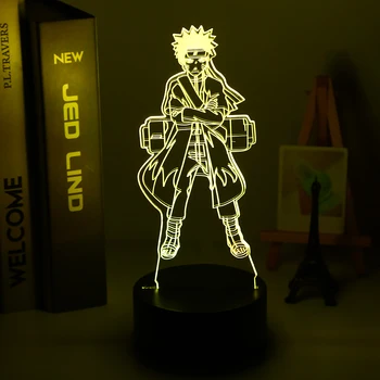 Anime Uzumaki Naruto Lámpara 3d Led Luz de la Noche el Equipo 7 Kakashi Hatake Niño Dormitorio Decoración Colorida lámpara de noche Sasuke Uchiha de la Batería