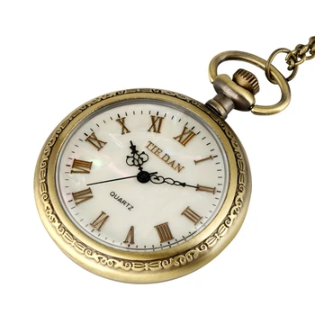 Antiguo Resistente carcasa de Aleación de Reloj de Cuarzo Normal Shell Esfera con Números Romanos, los Relojes de Bolsillo de la Cadena Colgante de Reloj para los Hombres de las Mujeres