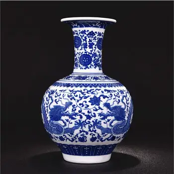 Antigüedades de la Porcelana Azul y Blanca de Lotus General del Tanque de Jengibre Frascos de muebles para el Hogar Jingdezhen Decoración de la Cerámica Florero