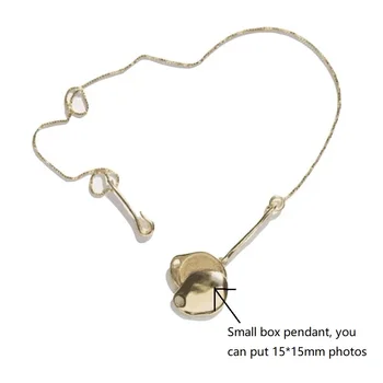 AOMU Nuevo Diseño Retro de la Elipse de Doble Gancho de Clavícula Cadena Simple de Oro de Plata de Color de la Foto de la Caja del Collar de la Merienda de la Cadena de aniversario