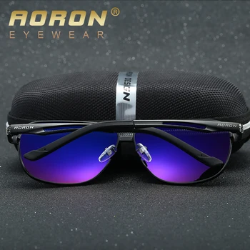 AORON Gafas de sol Polarizadas para Hombre gafas de Sol con Marco de Aluminio UV400 de Diseño de Lujo Macho Gafas Anti-Reflectante