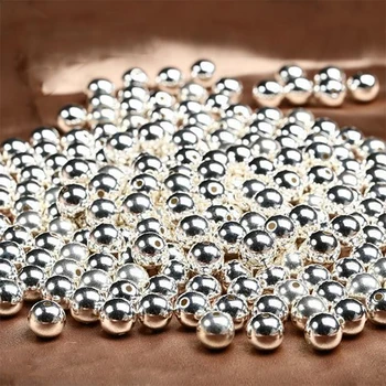 Approx2-10mm S925 plata esterlina pequeño agujero ronda suelta perlas para la Joyería de BRICOLAJE Pulsera Collar de mayoreo