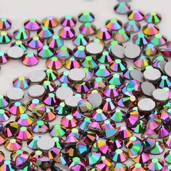 Arco iris de Oro Rosa de los Efectos de las planas de Vidrio Imitación de diamantes de No Revisión para Nail Art Decoraciones