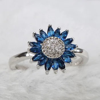 Argumentarse Ringen retro de la Plata Esterlina 925 Mujeres anillo con zafiro azul piedras de circón joyería fina de mayoreo fiesta de la boda regalo