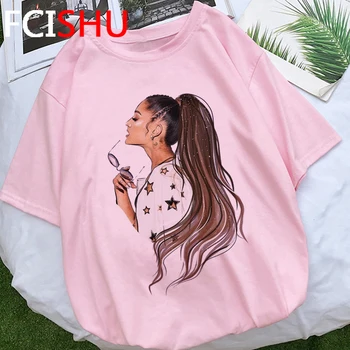 Ariana Grande 7 Anillos Gráfico de la Camiseta de las Mujeres de Gracias,el próximo Verano T-shirt de Moda de las Señoras Camiseta de gran tamaño Superior Camisetas Mujer