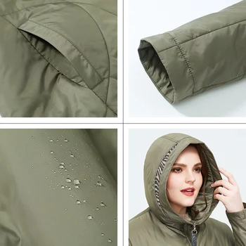 Astrid 2020 Primavera abrigo de las mujeres ropa suelta prendas de vestir exteriores de alta calidad más el tamaño de la mitad de la longitud del estilo, con una capucha para mujer de la chaqueta de AM-9340