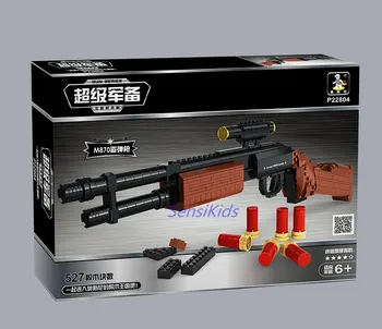 AUSINI 527pcs Serie Super M870 Escopeta de Armamento Educativo Bloques de armas de fuego brinquedos ladrillos de construcción
