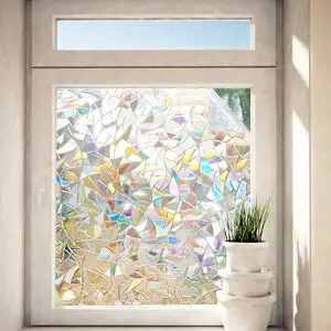 Auto Adhesivo Manchadas de la Película de la Ventana 3D Decorativos de Privacidad Estática se Aferra arco iris de Película de Vidrio Colorido Patrón de ventanas de Vinilo Pegatinas