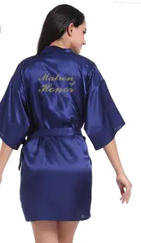Azul marino túnica de oro de la escritura kimono nupcial del fiesta traje de dama de honor de la hermana de la madre del novio de la novia de la boda batas mejor regalo