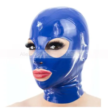 Azul oscuro Sexy de Látex Campanas hechas a Mano de Goma de la Máscara de la Campana Fiesta del Club de Headwear S-LM235