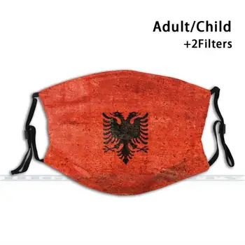 Bandera De Albania , Patriótica Regalo Reutilizables De La Boca De La Máscara De Cara Anti Neblina, Polvo De Mascarilla Con Filtros Para Niño Adulto Bandera Albanesa
