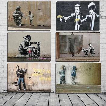 Banksy Celebrar los juegos Olímpicos Anillo de Arte del Graffiti Abstracto Pintura en tela, Carteles y Grabados, Arte de la Pared Decoración del Hogar Cuadros sin enmarcar
