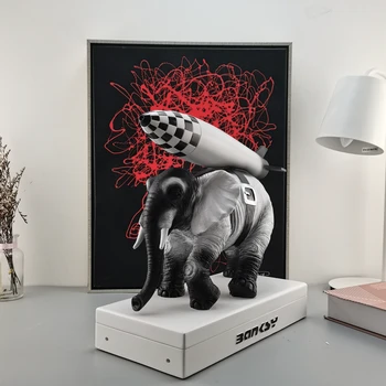Banksy elefante Arte de la Escultura de Resina de Artesanía Decoración del Hogar de Navidad de Regalo de Lujo figurita de adorno
