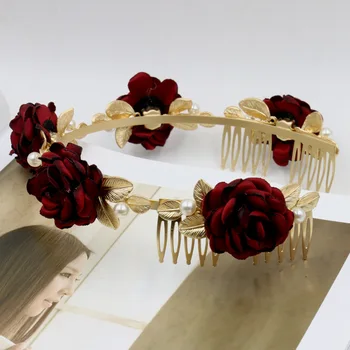 Barroco Súper de hadas diadema después de exagerando-absolutamente hermosa metal de la Flor de Mariposa de pelo peine nupcial tiara 720