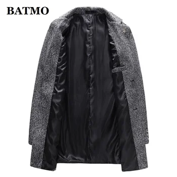 BATMO 2019 nueva llegada de otoño de de alta calidad de lana casual abrigo de trinchera de hombres para hombres,chaquetas largas ,F16