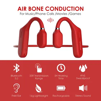 BBGear Inalámbrica Bluetooth 5.0 Auricular con Micrófono para el manos libres del Teléfono Móvil Deportes Auriculares AS3 Aire Auriculares de Conducción Ósea