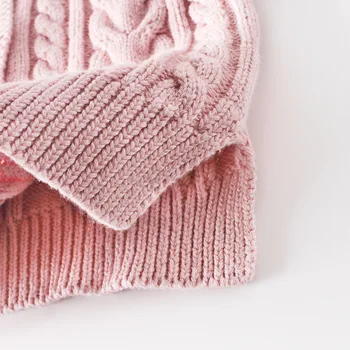 Bebé Chica Suéter de Solid Tejido de punto Otoño Abrigo de Invierno Encantadora Suave Casual Niña O-Cuello de la ropa exterior para 0-3Y