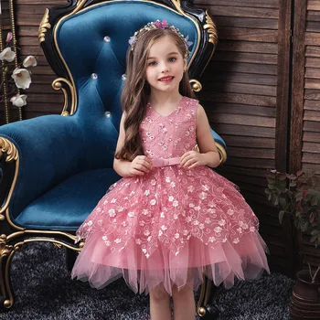 Bebé Niños Princesa Perla Bautismo Parte Tutu Vestido Para las Niñas de Bebé de Niña de Bautizo Cumpleaños Vestido de Niño Vestidos de Carnaval