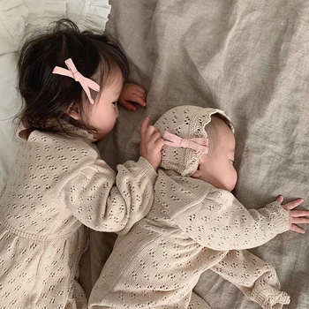 Bebé recién nacido Niña de Tejido de punto Trajes Estilo coreano Infantil de las Niñas de Bebé de Mono de Una sola pieza Traje de Niño del Bebé de la Muchacha de la Ropa