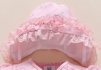 Bebé recién nacido niña mameluco vintage floral sleepsuit rosa bebé mono vestido de 2017 lindo de encaje niña ropa de 1 año inverno