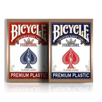 Bicicleta Prestigio Jugando A Las Cartas De Tamaño Pequeño, De Poker Rojo/Azul Premium De Plástico Dura Flex Baraja De Cartas Magic De Magia Trucos De Magia Props