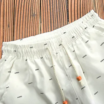 Bingchenxu Marca de pantalones Cortos de los Hombres 2018 Verano de la Pantorrilla-Diseño de la longitud del hueso de Pescado de impresión Macho Cintura Elástica con Cordón de Algodón pantalones Cortos 732