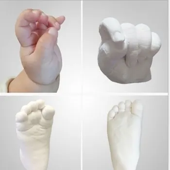 Blanco 3D de la Mano de Barro Bebé tienda de regalos Amor de Pareja Hermosa Polvo de Yeso Manos Pies Regalo de la Clonación de Polvo Modelo de la Moda DIY de la Mano de Moho