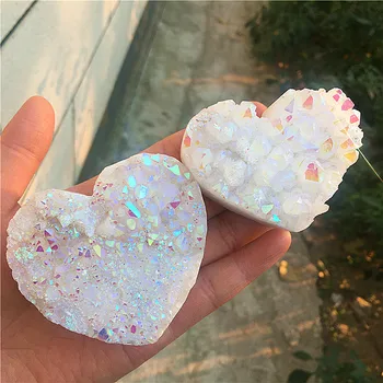 Blanco natural de cristal de cuarzo Raras hermoso arco iris aura de cristal de cuarzo de clúster de amor de Mineral de Mineral de Curación Especímenes