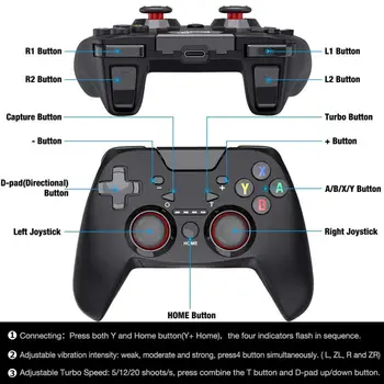 Bluetooth Wireless Gamepad Joystick RC Pro Controller para Nintendo Interruptor ,6-axis Gyro los Controles de Movimiento Funciones de Dropshipping