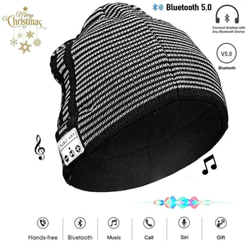 Bluetooth5.0 Gorro de 2020 Actualizado de Auriculares de Manos Libres con el Altavoz Incorporado de Bluetooth Smart Música Sombrero de Navidad, Regalos de Cumpleaños