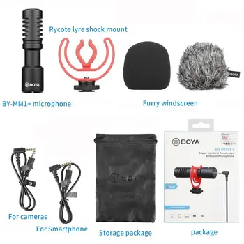 BOYA BY-MM1+ actualizado super-cardioide de condensador micrófono que proporciona un menor nivel de ruido mayor sensibilidad monitor de reproducción de audio