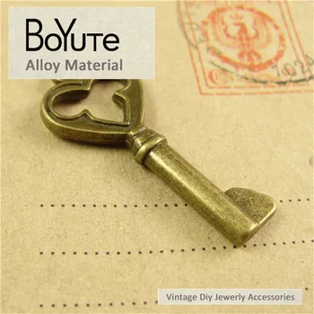 BoYuTe (60 Piezas/Lote) 34*15MM de Bronce Antiguo Plateado Aleación de Zinc Clave Colgante Diy Encantos de la Joyería de Ingredientes