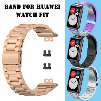 Brazalete de Metal Para Huawei Reloj Ajuste de la Correa del Metal del Acero Inoxidable para la Muñeca de reemplazo para huawei ajuste TIA-B09 banda ajustable