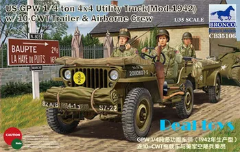 Bronco modelo CB35106 1/35 NOS GPW 1/4 ton 4X4 Camiones de Utilidad (Mod.1942) w/Tripulación de plástico kit de modelo