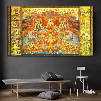 Buda Sakyamuni Creencia Religiosa Thangka Impresiones de la Lona de Pintura Cartel de Wal Artl Imagen para el Salón Pasillo de la Decoración del Hogar