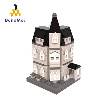 BuildMoc de la Ciudad de Street View Addams Mansión de la Familia Mini Casa Modular de la Construcción de Bloque de Ladrillos Creador Experto en BRICOLAJE, Juguetes Para los Niños Regalos
