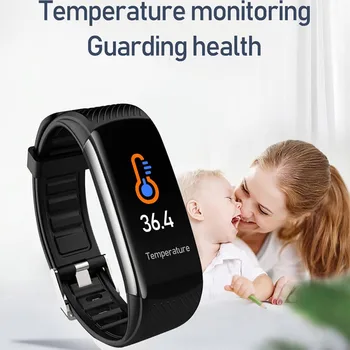 C6T la Temperatura Corporal Inteligente Reloj de Pulsera Impermeable Monitor de Ritmo Cardíaco Smartband Pulsera de Fitness Health Tracker Smartwatch