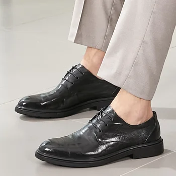 CAMELLO Nuevos Zapatos de los Hombres de Cuero Genuino de la Oficina de Negocio de la Boda Vestido de Derby Zapatos de Moda Suave Mano-garra de Cuero de Zapatos de los Hombres