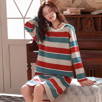 Camisones Mujeres Transpirable Cuello Redondo Simple Lindo Sleepshirt para las Niñas de la Moda de ropa de hogar Suave de la Moda de Estilo coreano Harajuku Chic