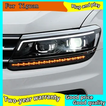 Car Styling para VW Tiguan Faros De 2017 Nuevo Tiguan LED de los Faros LED DRL Bi Xenon Lente del Faro Dinámico de la señal de giro