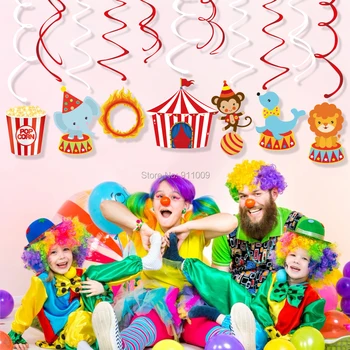 Carnaval de Circo Tema Decoraciones de Fiesta de dibujos animados de Animales de PVC Espiral Colgando Remolinos de la Ducha del Bebé de los Niños de la Fiesta de Cumpleaños de Suministros