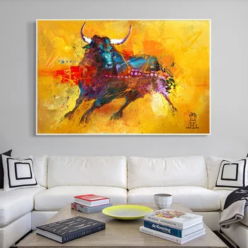 Cartel de Arte Moderno de la Pared Pintura en tela, Estampados de Animales Roja Vacas Imágenes de la Pared para Niños Sala de estar Cuadros de Decoración para el Hogar Pintura al Óleo