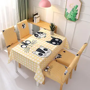 Casa comedor mantel, silla de cubierta impermeable mantel de lino y el algodón de dibujos animados de la tela de mantel