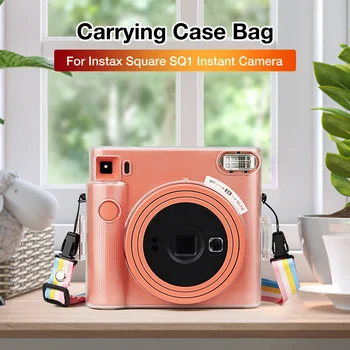 Caso Para Fujifilm Instax Plaza SQ1 Cámara Instantánea Case Bolsa Transparente Mini maletín Bolsa de Tapa Dura, Con Correa para el Hombro -