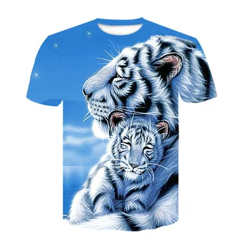 Casual de manga corta de los hombres de verano con una apretada camiseta animal print de la mitad de manga tendencia T-shirt 2020 cabeza de león de la personalidad de la T-shirt