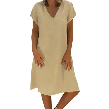 CHAMSGEND Vestido de 2019 Mujeres Nuevo Estilo de Verano Feminino Vestido T-shirt Ropa de cama de Algodón Casual Damas de Talla grande Vestidos con tirantes 6.JAN.13