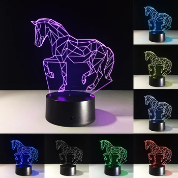 Chaohui Nueva 2019 3D LED Lámpara de Luz Nocturna Unicornio Caballo Dormitorio Decoración Regalo Lámpara Creativa Festerval Niño Regalo de Cumpleaños
